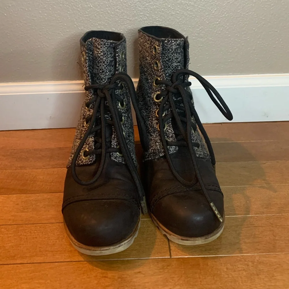 Sorel Black Pdx Leather Wedge black speckle size 8 - Picture 6 of 7